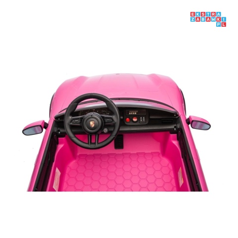 [BDM0988] Porsche Taycan Turbo S na akumulator 2x45W 12V/7Ah ekoskóra Bluetooth i pilot - różowy