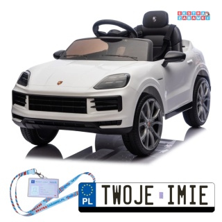 Białe Porsche Cayenne na akumulator - 2x45W, 12V/7Ah, Bluetooth, pilot, EVA - [BDM0990]