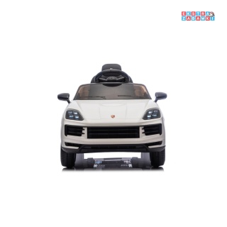 Białe Porsche Cayenne na akumulator - 2x45W, 12V/7Ah, Bluetooth, pilot, EVA - [BDM0990]