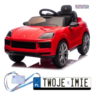 Czerwone Porsche Cayenne na akumulator - 2x45W, 12V/7Ah, Bluetooth, pilot, EVA - [BDM0990]