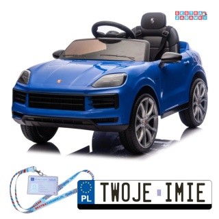 Niebieskie Porsche Cayenne na akumulator - 2x45W, 12V/7Ah, Bluetooth, pilot, EVA - [BDM0990]