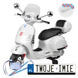 [PA0333] Skuter elektryczny VESPA GTS Super na akumulator 2x30W 12V/4.5Ah ekoskóra LED panel muzyczny - biały