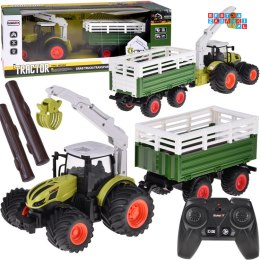 Sterowany Traktor na pilota z przyczepą i chwytakiem bale drewna RC0719
