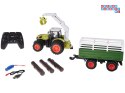 Sterowany Traktor na pilota z przyczepą i chwytakiem bale drewna RC0719