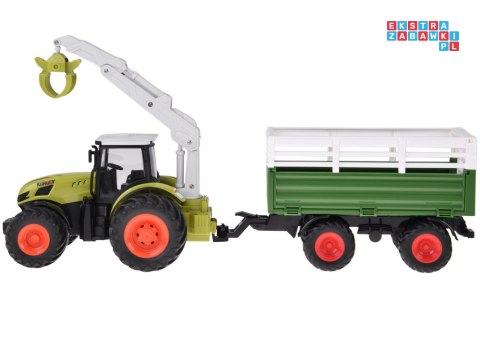Sterowany Traktor na pilota z przyczepą i chwytakiem bale drewna RC0719