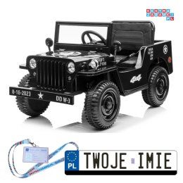 [PA0263] Wojskowy Willys auto terenowe na akumulator 4x25W 12V/7Ah pilot EVA ekoskóra saperka - czarny