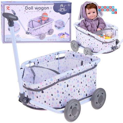 [ ZA5919 ] Wózek z rączką dla Lalek Misiów- Uroczy Wagonik do Ciągnięcia