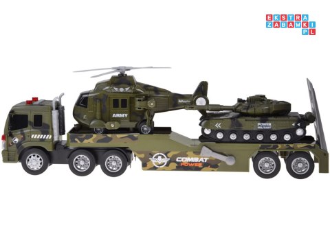 [ ZA5684 ] Zestaw Wojskowy Transport Ciężarówka Czołg Helikopter Światła Dźwięk