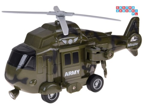 [ ZA5684 ] Zestaw Wojskowy Transport Ciężarówka Czołg Helikopter Światła Dźwięk