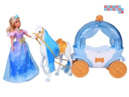 [ZA5705] Bajkowa lalka księżniczka w balowej sukni królewska karoca koń