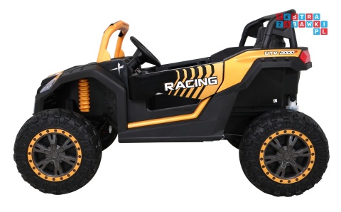 [A032] Buggy ATV Racing dwuosobowy na akumulator 4x200 24V/7Ah pilot MP3 LED - złoty