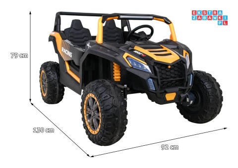 [A032] Buggy ATV Racing dwuosobowy na akumulator 4x200 24V/7Ah pilot MP3 LED - złoty