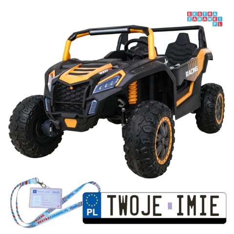 [A032] Buggy ATV Racing dwuosobowy na akumulator 4x200 24V/7Ah pilot MP3 LED - złoty