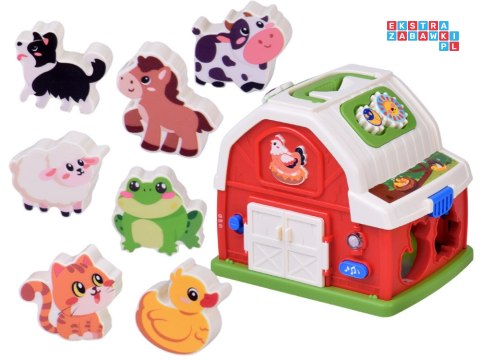 Interaktywny domek edukacyjny farma klocki odgłosy zwierząt sorter ZA5956