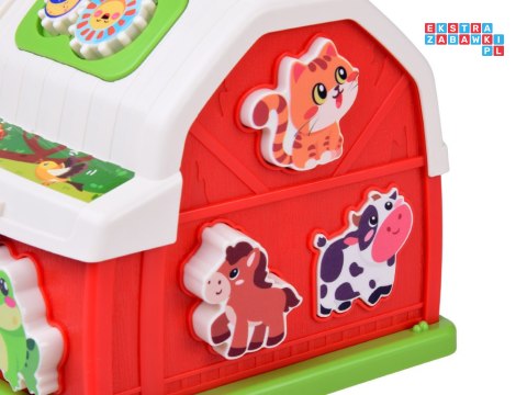 Interaktywny domek edukacyjny farma klocki odgłosy zwierząt sorter ZA5956