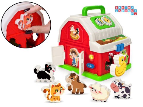 Interaktywny domek edukacyjny farma klocki odgłosy zwierząt sorter ZA5956