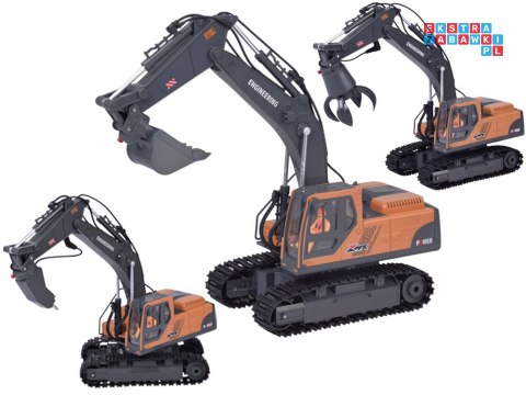 Koparka 3w1 zdalnie sterowana Pojazd budowlany Wymienne końcówki RC0752