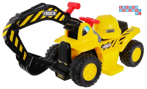 [608B] Mała koparka jeździk na akumulator 1x25W 6V/4Ah Kask Ruchoma łyżka Schowek - żółty