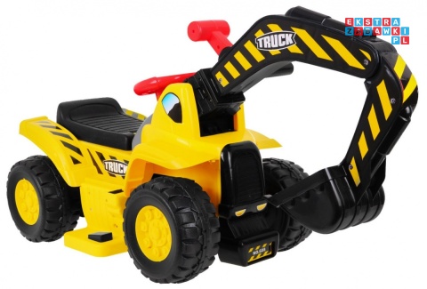 [608B] Mała koparka jeździk na akumulator 1x25W 6V/4Ah Kask Ruchoma łyżka Schowek - żółty