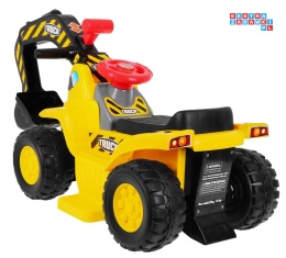 [608B] Mała koparka jeździk na akumulator 1x25W 6V/4Ah Kask Ruchoma łyżka Schowek - żółty