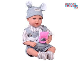[ZA5835 SZ] Lalka bobas interaktywna 46cm w niebieskich spodenkach akcesoria