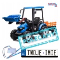 [JS3158B] Mega traktor D68 2x200W 24V/7Ah z łyżką i przyczepką ekoskóra, pilot, LED - niebieski