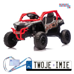 [JS330] Buggy Kawasaki TERYX KRX1000 na akumulator 4x4 (2x20W i 2x45W) 24V/5Ah EVA Bluetooth LED pilot - czerwony