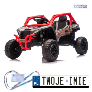 Czerwone Kawasaki TERYX KRX1000 buggy na akumulator 4x4 - czerwony, 2x20W i 2x45W, 24V/5Ah, EVA, Bluetooth, LED, pilot [JS330]
