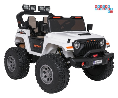 [SX2539] Terenowy Extreme Sport na akumulator 4x4 960W 24V/7Ah Bluetooth EVA ekoskóra LED - biały