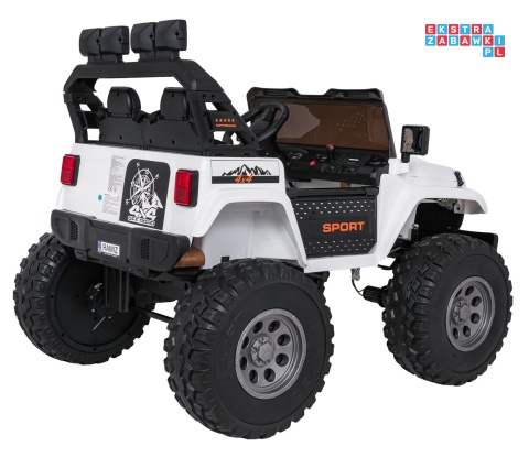 [SX2539] Terenowy Extreme Sport na akumulator 4x4 960W 24V/7Ah Bluetooth EVA ekoskóra LED - biały