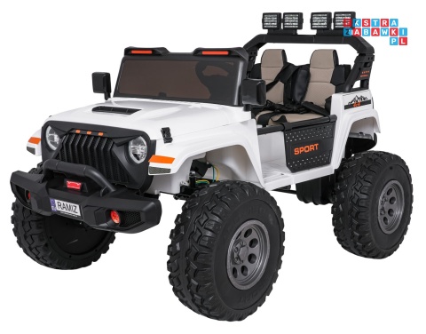[SX2539] Terenowy Extreme Sport na akumulator 4x4 960W 24V/7Ah Bluetooth EVA ekoskóra LED - biały