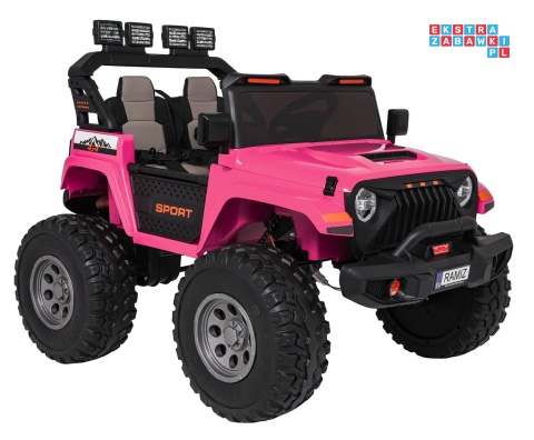 [SX2539] Terenowy Extreme Sport na akumulator 4x4 960W 24V/7Ah Bluetooth EVA ekoskóra LED - różowy