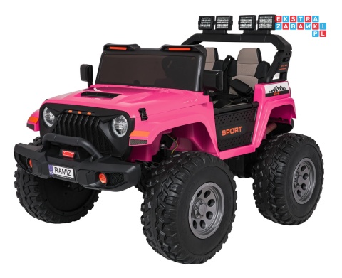 [SX2539] Terenowy Extreme Sport na akumulator 4x4 960W 24V/7Ah Bluetooth EVA ekoskóra LED - różowy