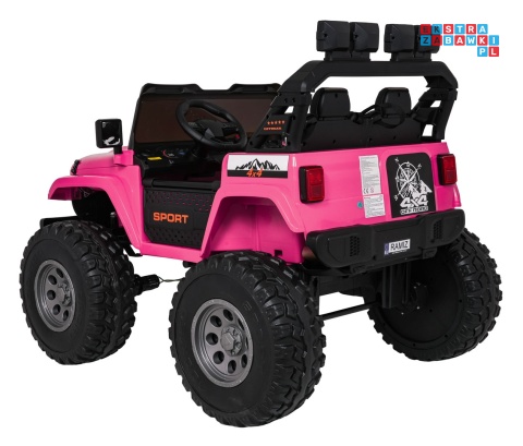 [SX2539] Terenowy Extreme Sport na akumulator 4x4 960W 24V/7Ah Bluetooth EVA ekoskóra LED - różowy