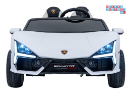 [A500] Lamborghini Revuelto XL dwuosobowe na akumulator 4x200W 24V/7Ah EVA Bluetooth ekoskóra pilot - biały