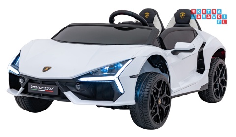 [A500] Lamborghini Revuelto XL dwuosobowe na akumulator 4x200W 24V/7Ah EVA Bluetooth ekoskóra pilot - biały