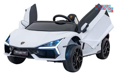 [A500] Lamborghini Revuelto XL dwuosobowe na akumulator 4x200W 24V/7Ah EVA Bluetooth ekoskóra pilot - biały