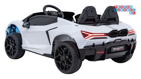 [A500] Lamborghini Revuelto XL dwuosobowe na akumulator 4x200W 24V/7Ah EVA Bluetooth ekoskóra pilot - biały
