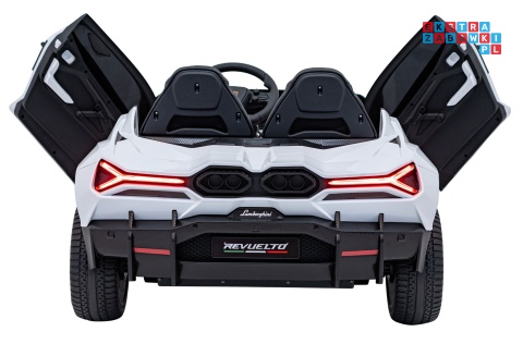 [A500] Lamborghini Revuelto XL dwuosobowe na akumulator 4x200W 24V/7Ah EVA Bluetooth ekoskóra pilot - biały