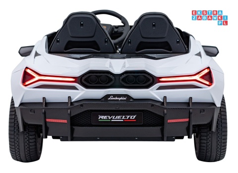 [A500] Lamborghini Revuelto XL dwuosobowe na akumulator 4x200W 24V/7Ah EVA Bluetooth ekoskóra pilot - biały