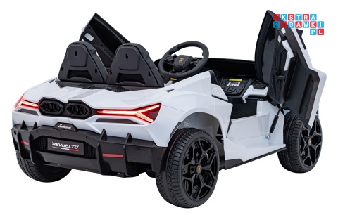 [A500] Lamborghini Revuelto XL dwuosobowe na akumulator 4x200W 24V/7Ah EVA Bluetooth ekoskóra pilot - biały