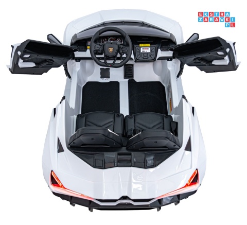 [A500] Lamborghini Revuelto XL dwuosobowe na akumulator 4x200W 24V/7Ah EVA Bluetooth ekoskóra pilot - biały