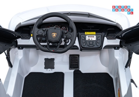 [A500] Lamborghini Revuelto XL dwuosobowe na akumulator 4x200W 24V/7Ah EVA Bluetooth ekoskóra pilot - biały