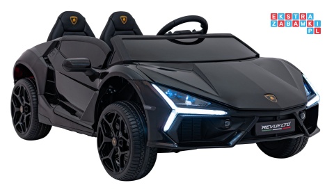 [A500] Lamborghini Revuelto XL dwuosobowe na akumulator 4x200W 24V/7Ah EVA Bluetooth ekoskóra pilot - czarny