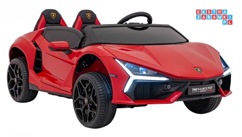 [A500] Lamborghini Revuelto XL dwuosobowe na akumulator 4x200W 24V/7Ah EVA Bluetooth ekoskóra pilot - czerwony