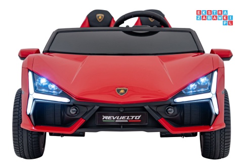 [A500] Lamborghini Revuelto XL dwuosobowe na akumulator 4x200W 24V/7Ah EVA Bluetooth ekoskóra pilot - czerwony