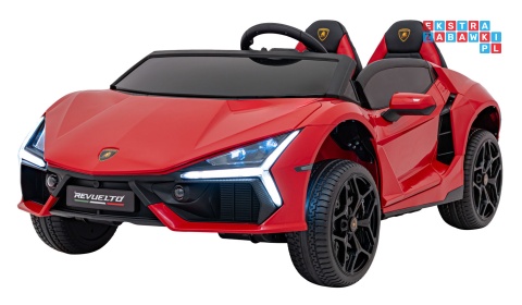 [A500] Lamborghini Revuelto XL dwuosobowe na akumulator 4x200W 24V/7Ah EVA Bluetooth ekoskóra pilot - czerwony