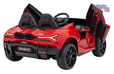 [A500] Lamborghini Revuelto XL dwuosobowe na akumulator 4x200W 24V/7Ah EVA Bluetooth ekoskóra pilot - czerwony