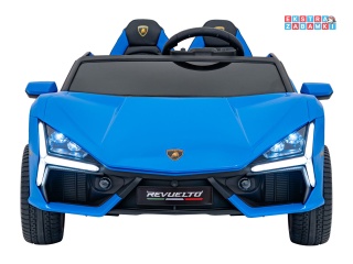 Niebieskie Lamborghini Revuelto XL na akumulator - 4x200W, 24V/7Ah, EVA, Bluetooth, ekoskóra, pilot - [A500]
