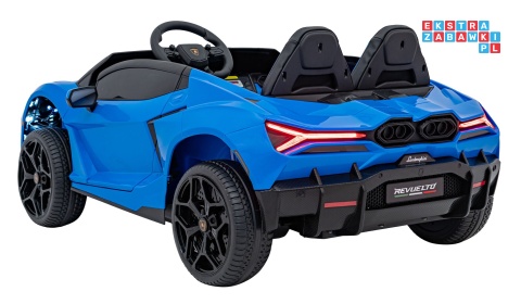 [A500] Lamborghini Revuelto XL dwuosobowe na akumulator 4x200W 24V/7Ah EVA Bluetooth ekoskóra pilot - niebieski